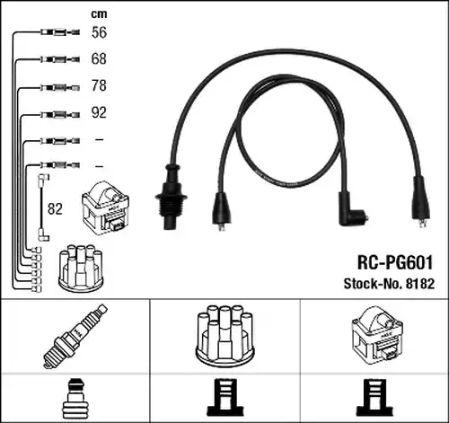 комплект запалителеи кабели NGK 8182