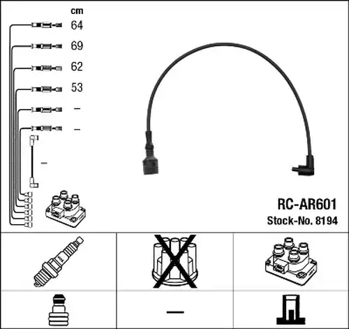 комплект запалителеи кабели NGK 8194