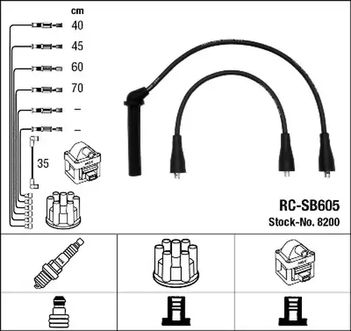 комплект запалителеи кабели NGK 8200