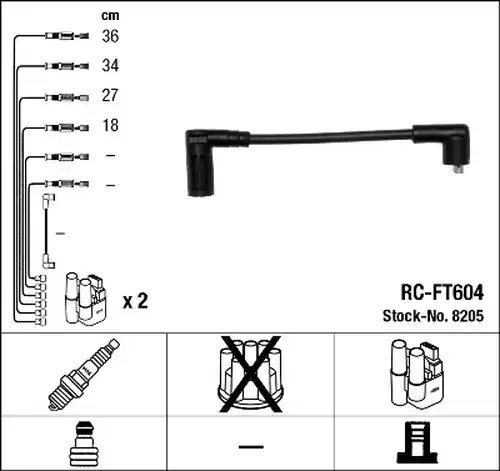 комплект запалителеи кабели NGK 8205