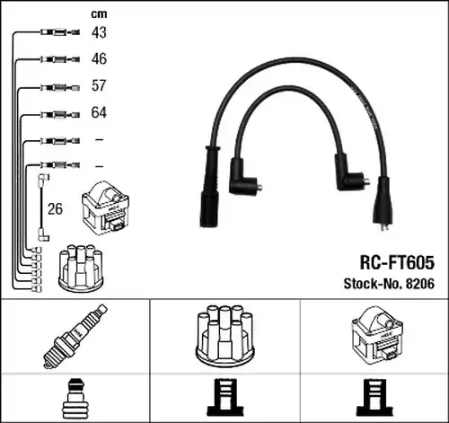 комплект запалителеи кабели NGK 8206