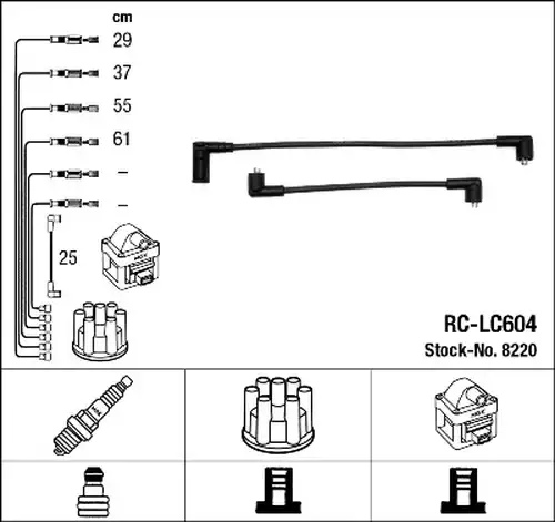 комплект запалителеи кабели NGK 8220