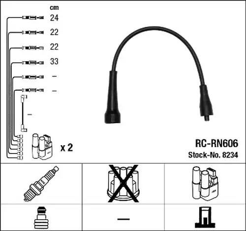 комплект запалителеи кабели NGK 8234