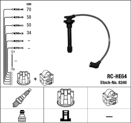 комплект запалителеи кабели NGK 8246