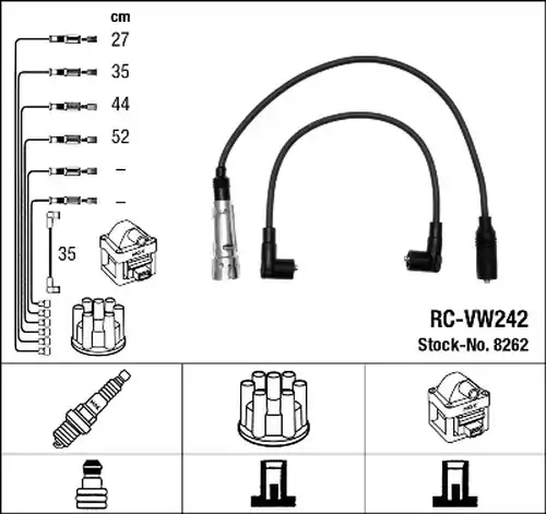 комплект запалителеи кабели NGK 8262