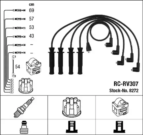 комплект запалителеи кабели NGK 8272