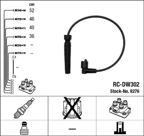 комплект запалителеи кабели NGK 8276