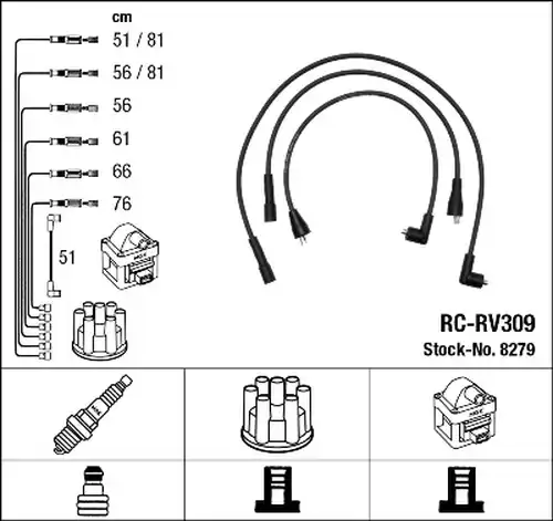 комплект запалителеи кабели NGK 8279