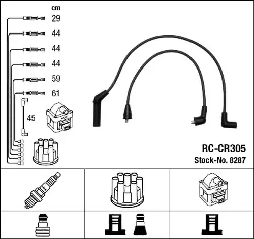 комплект запалителеи кабели NGK 8287