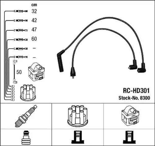 комплект запалителеи кабели NGK 8300