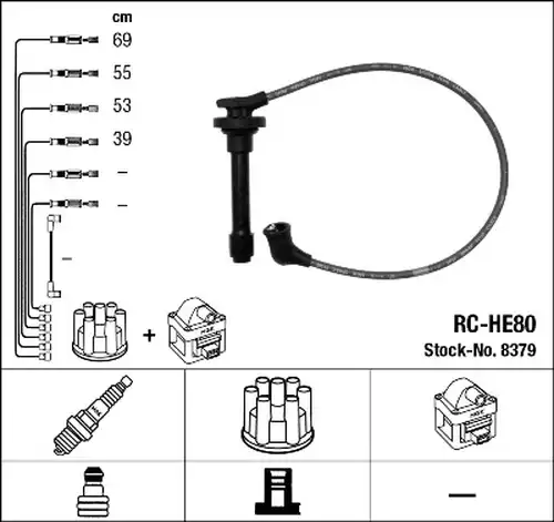 комплект запалителеи кабели NGK 8379