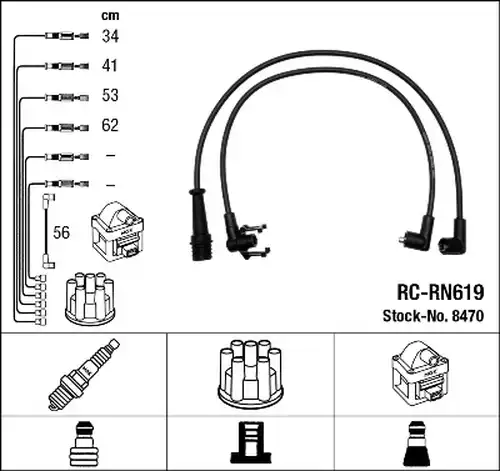 комплект запалителеи кабели NGK 8470