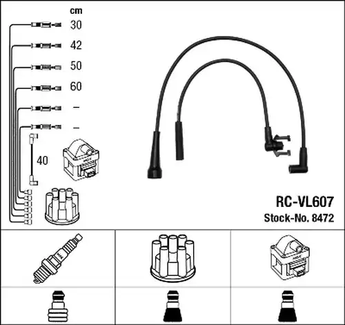 комплект запалителеи кабели NGK 8472