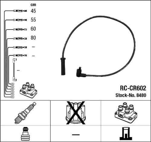 комплект запалителеи кабели NGK 8480