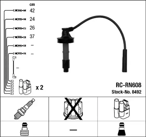 комплект запалителеи кабели NGK 8492