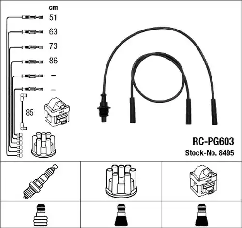 комплект запалителеи кабели NGK 8495