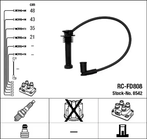 комплект запалителеи кабели NGK 8542