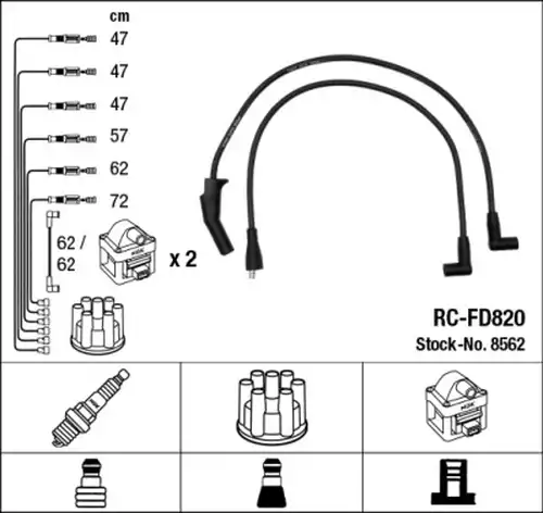 комплект запалителеи кабели NGK 8562