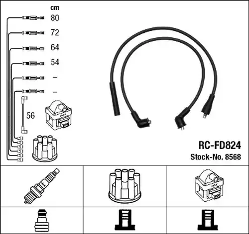 комплект запалителеи кабели NGK 8568