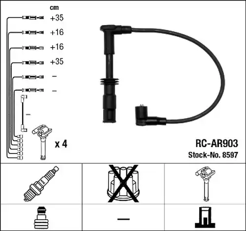 комплект запалителеи кабели NGK 8597