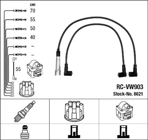 комплект запалителеи кабели NGK 8621