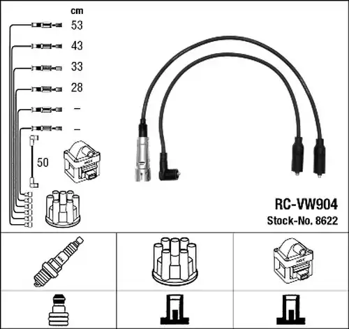 комплект запалителеи кабели NGK 8622