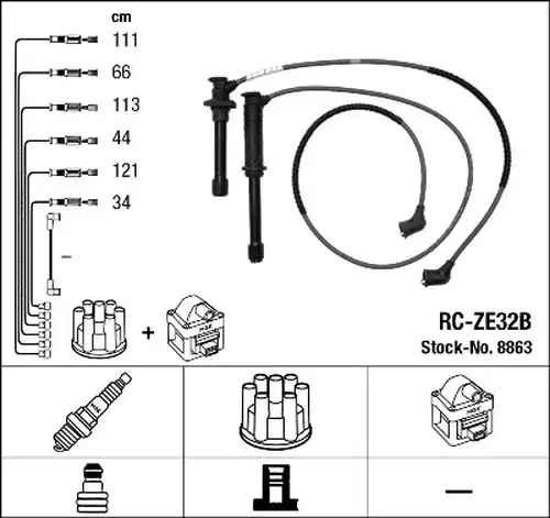 комплект запалителеи кабели NGK 8863