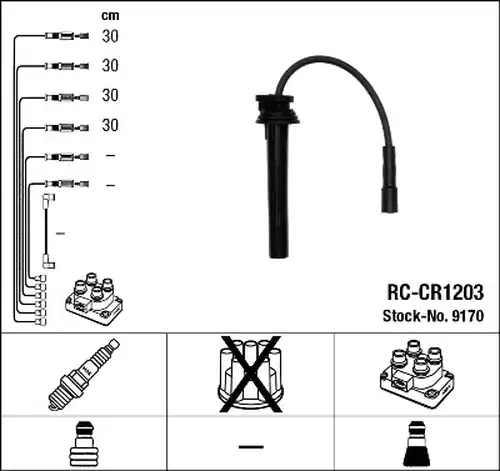 комплект запалителеи кабели NGK 9170