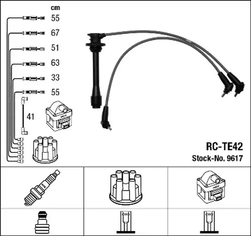 комплект запалителеи кабели NGK 9617