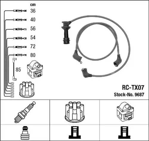 комплект запалителеи кабели NGK 9687