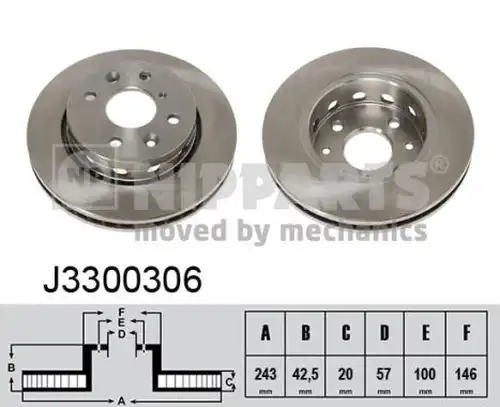 спирачен диск NIPPARTS J3300306