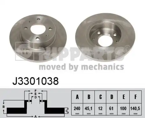 спирачен диск NIPPARTS J3301038