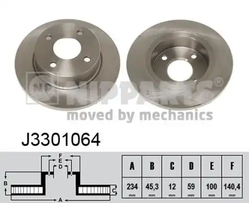 спирачен диск NIPPARTS J3301064