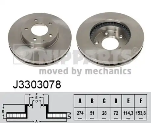 спирачен диск NIPPARTS J3303078