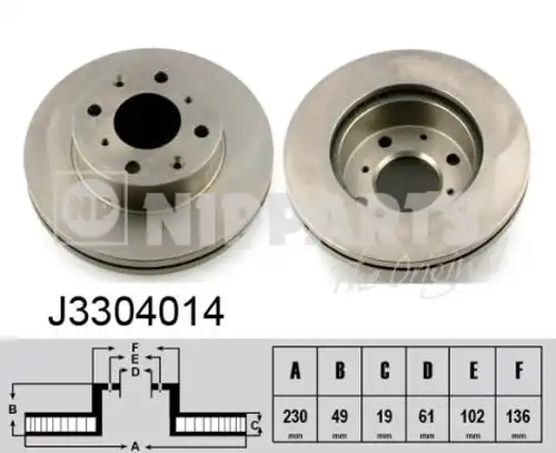 спирачен диск NIPPARTS J3304014