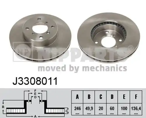 спирачен диск NIPPARTS J3308011