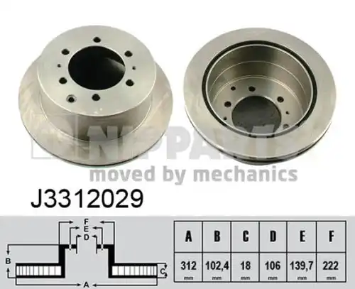 спирачен диск NIPPARTS J3312029