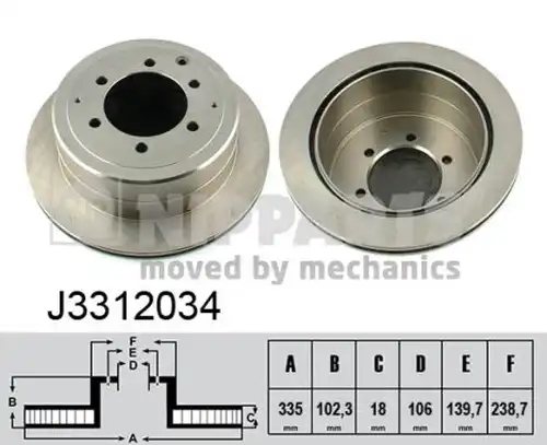 спирачен диск NIPPARTS J3312034