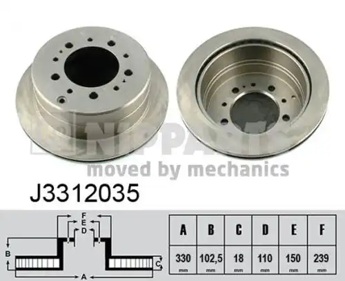 спирачен диск NIPPARTS J3312035