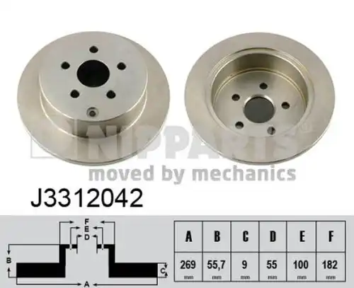 спирачен диск NIPPARTS J3312042