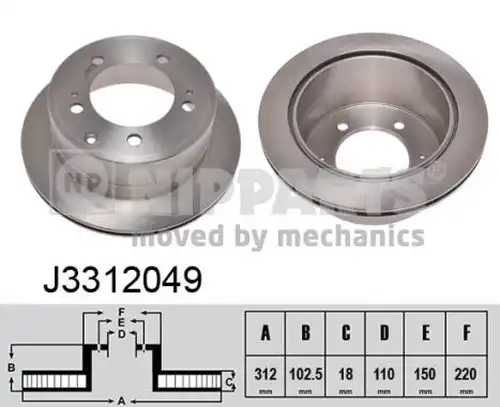 спирачен диск NIPPARTS J3312049