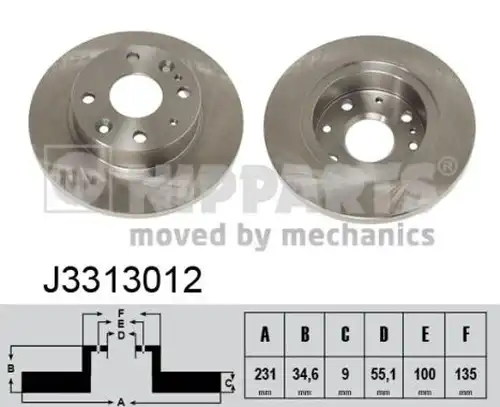 спирачен диск NIPPARTS J3313012