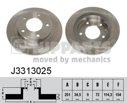 спирачен диск NIPPARTS J3313025