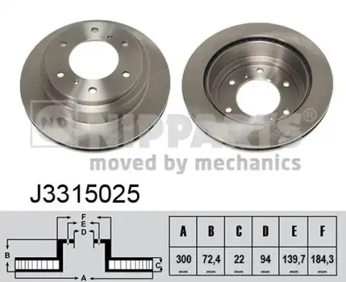 спирачен диск NIPPARTS J3315025