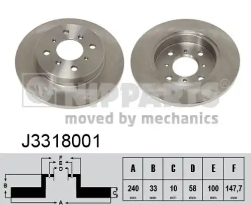 спирачен диск NIPPARTS J3318001