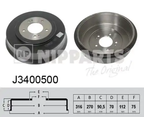 спирачен барабан NIPPARTS J3400500