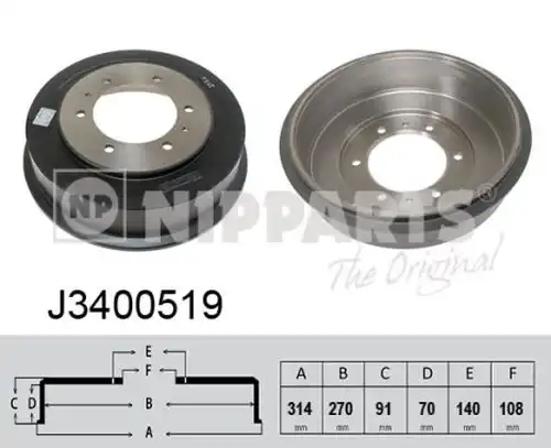 спирачен барабан NIPPARTS J3400519