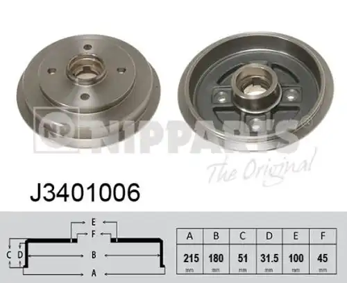 спирачен барабан NIPPARTS J3401006