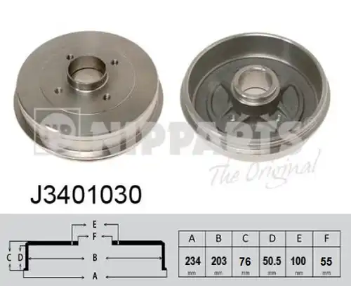 спирачен барабан NIPPARTS J3401030