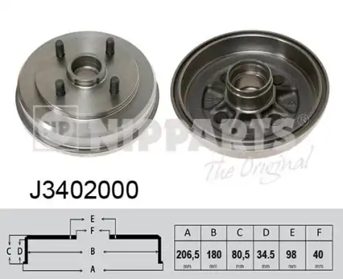 спирачен барабан NIPPARTS J3402000